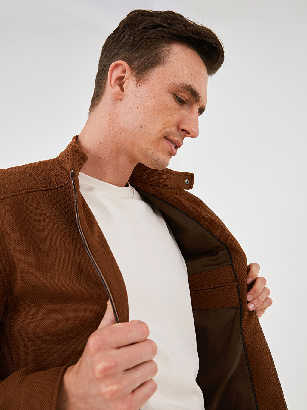 Пальто Мужское Слим Байкерский Воротник Тонкий-3