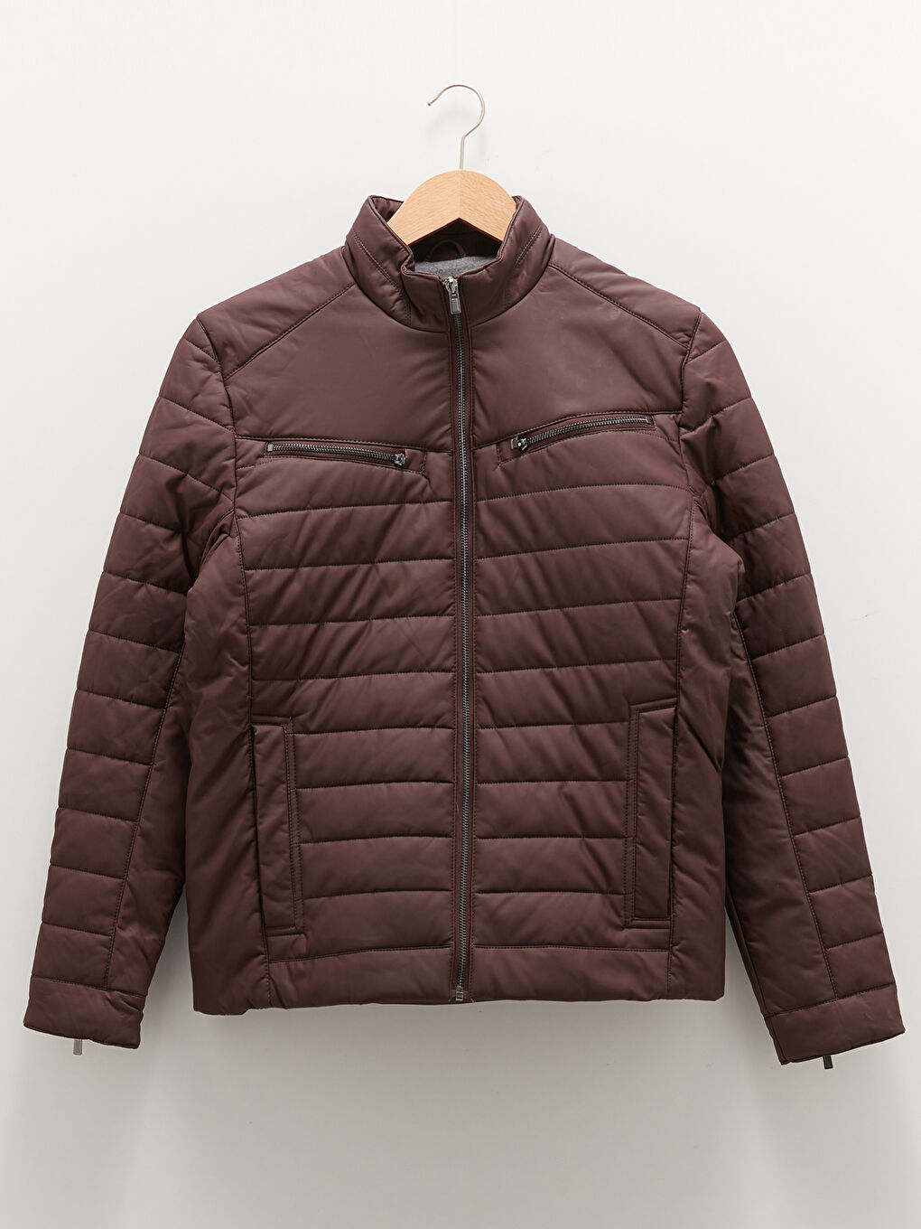 Пальто из искусственной кожи слим фит с воротником-труба для мужчин-6