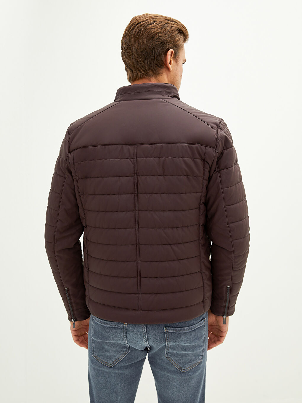 Пальто из искусственной кожи слим фит с воротником-труба для мужчин-5