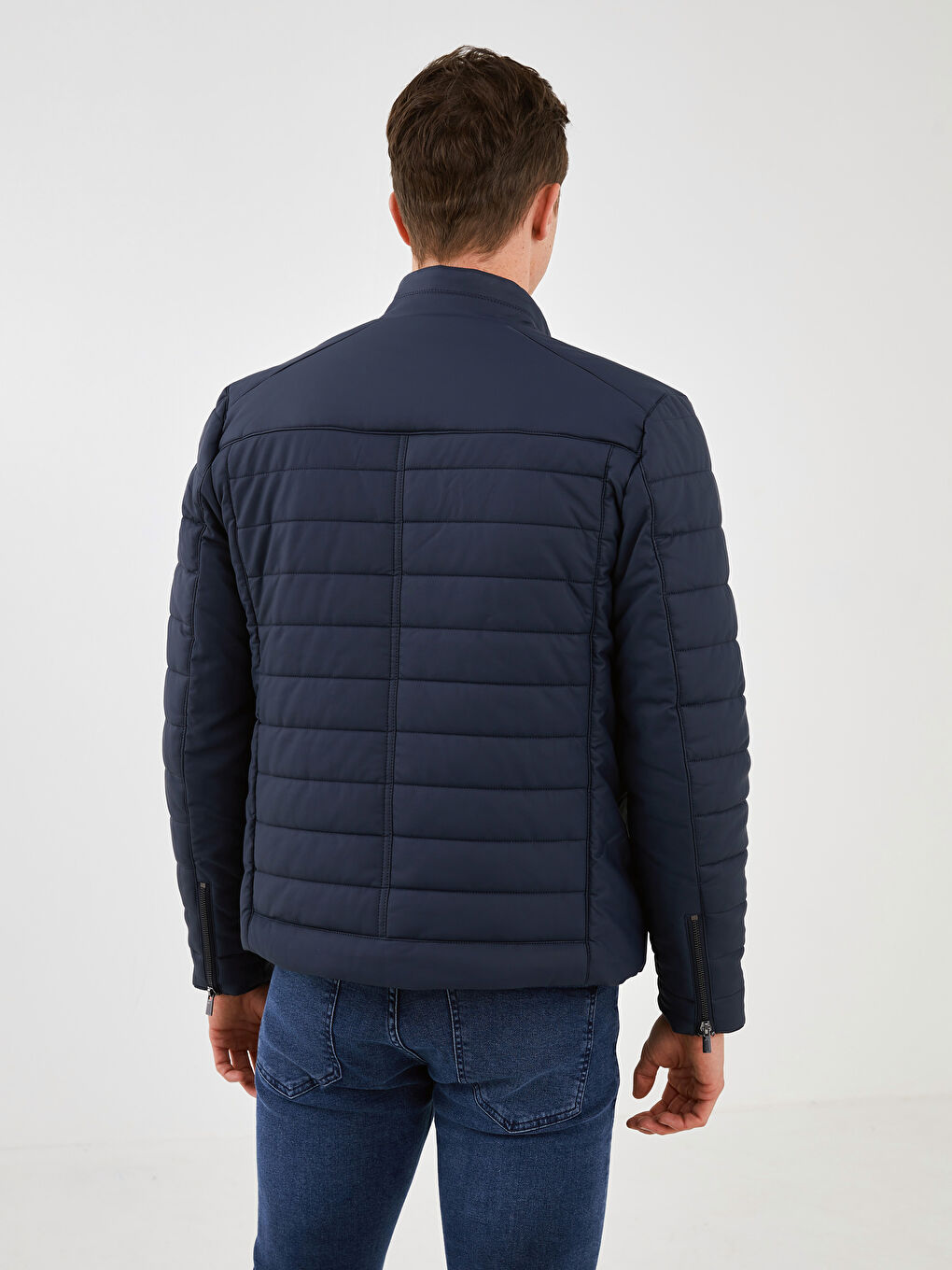 Пальто из искусственной кожи слим фит с воротником-труба для мужчин-4