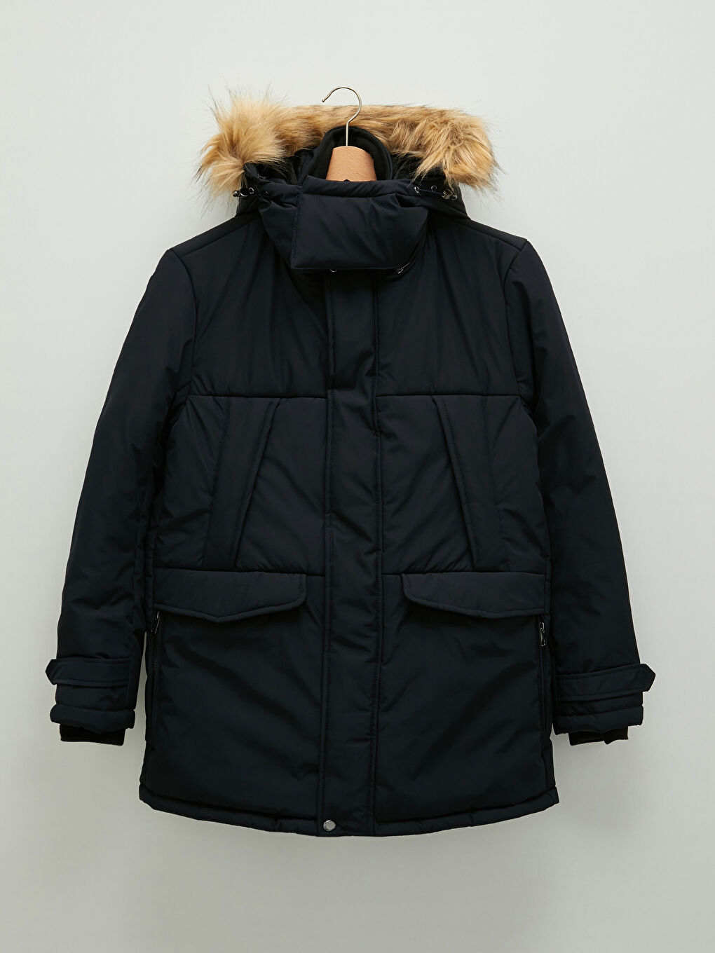 Slim Fit Fur Hooded Thick Men's Parka-8