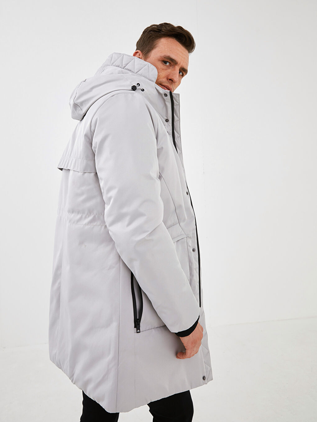 Slim Fit Hooded Thick Men's Parka-3