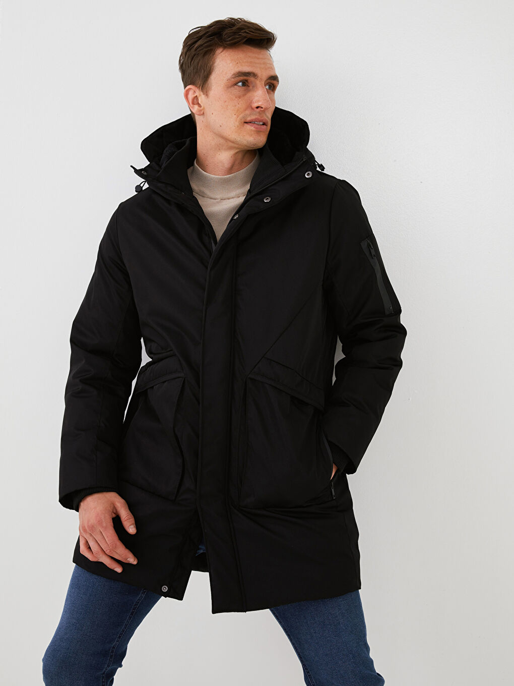 LCW Vision Slim Fit Hooded Thick Men's Parka -W10191Z8-CVL