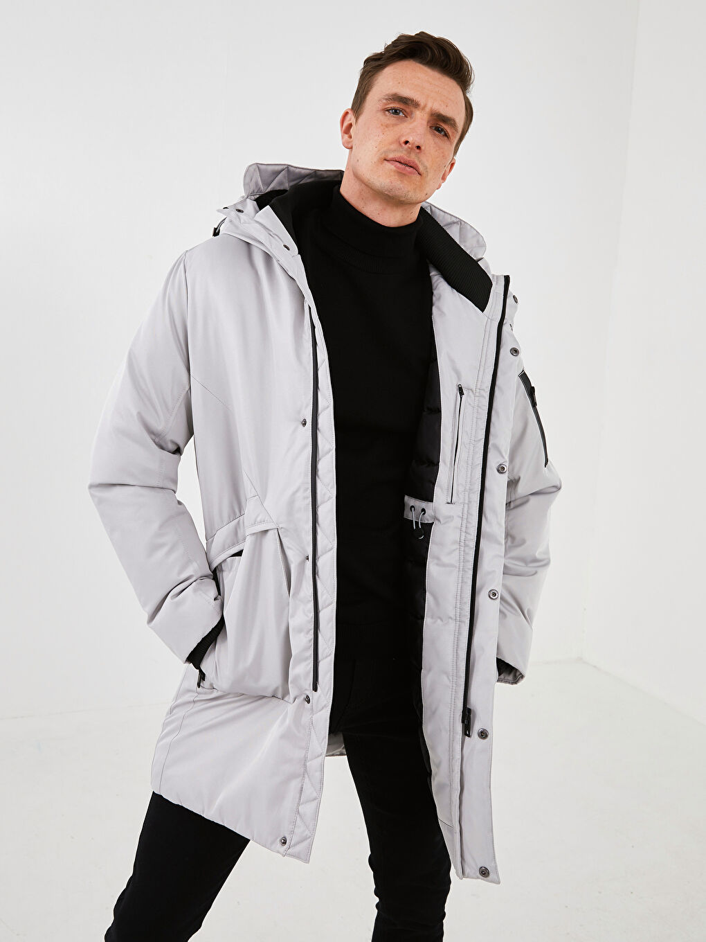 Slim Fit Hooded Thick Men's Parka