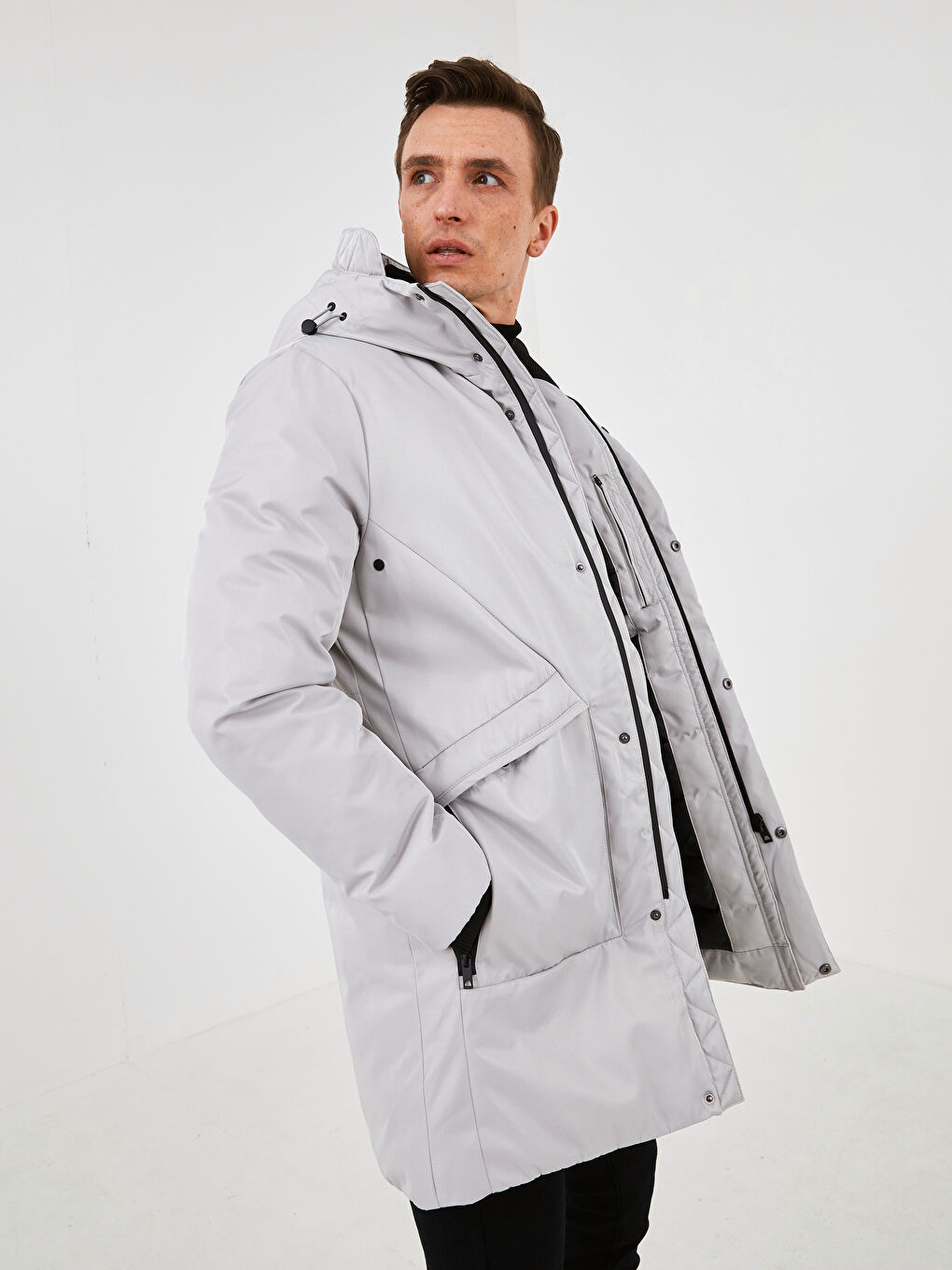 Slim Fit Hooded Thick Men's Parka-1