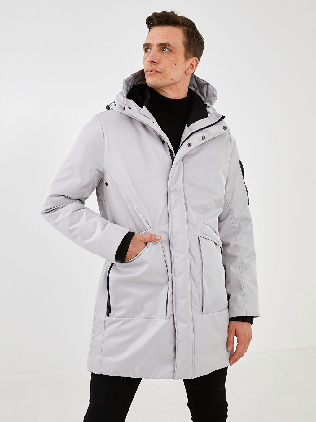 Slim Fit Hooded Thick Men's Parka-7