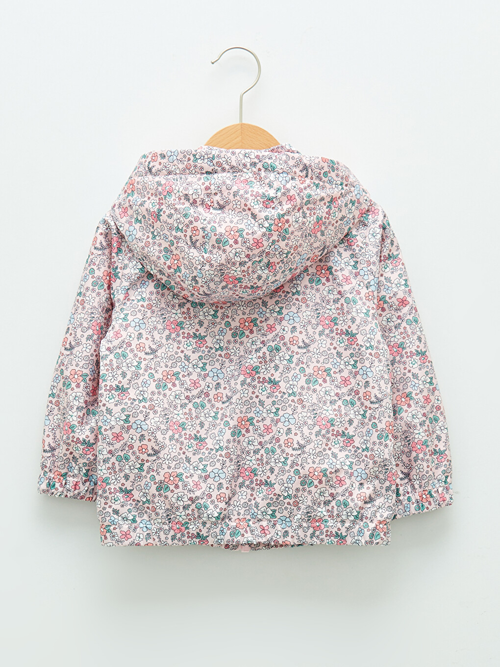 Hooded Long Sleeve Printed Baby Girl Zipper Raincoat-1