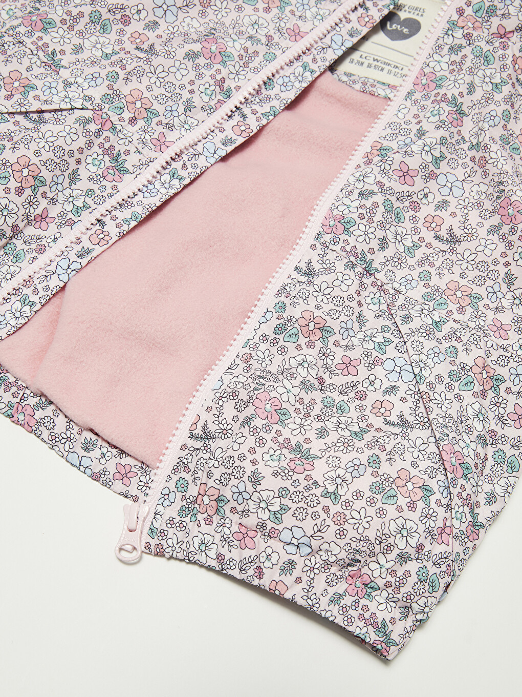 Hooded Long Sleeve Printed Baby Girl Zipper Raincoat-2