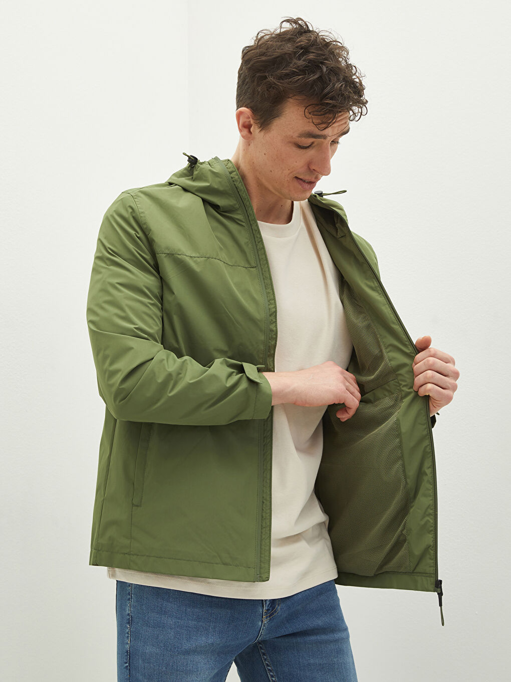 Locker Sitz Dünner Regenmantel Mit Kapuze für Herren-2