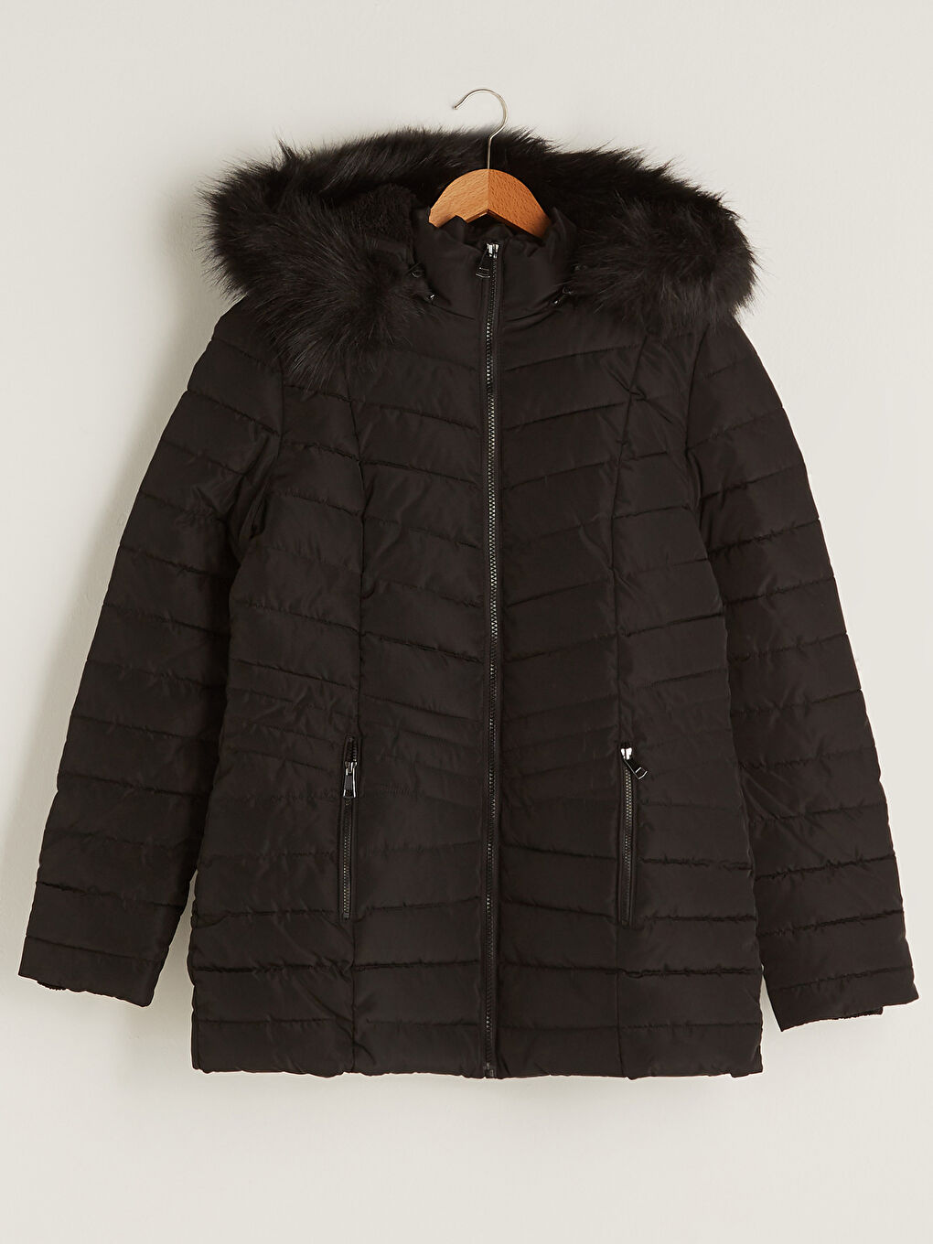 Geacă Matlasată Inflabilă Groasă Cu Glugă Mânecă Lungă Detaliu Buzunar pentru Femei-6