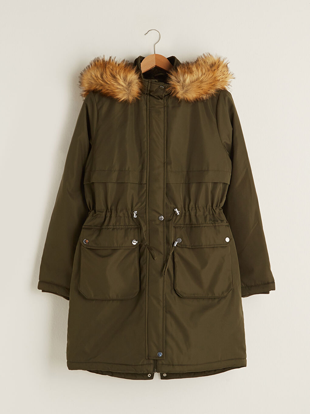 Women's Parka with Hooded Straight Long Sleeve Thick-7