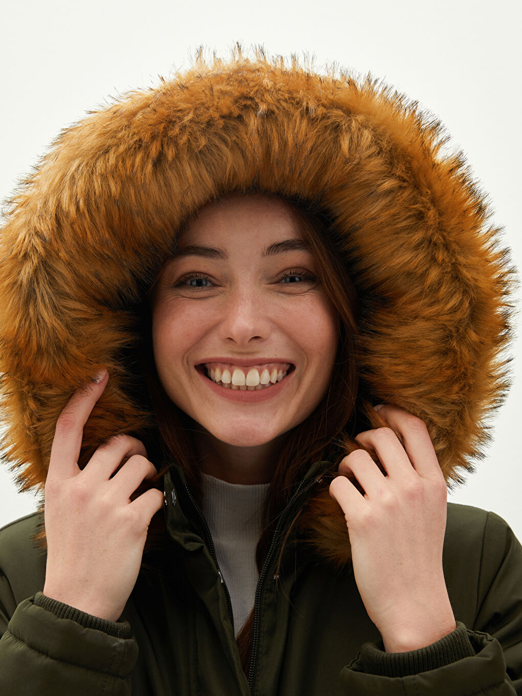 Women's Parka with Hooded Straight Long Sleeve Thick-4