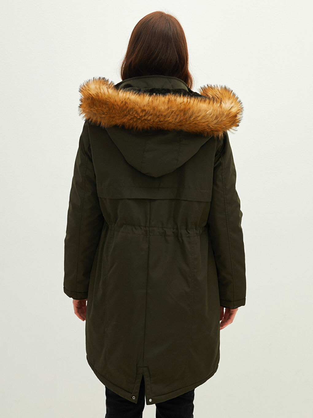 Women's Parka with Hooded Straight Long Sleeve Thick-5
