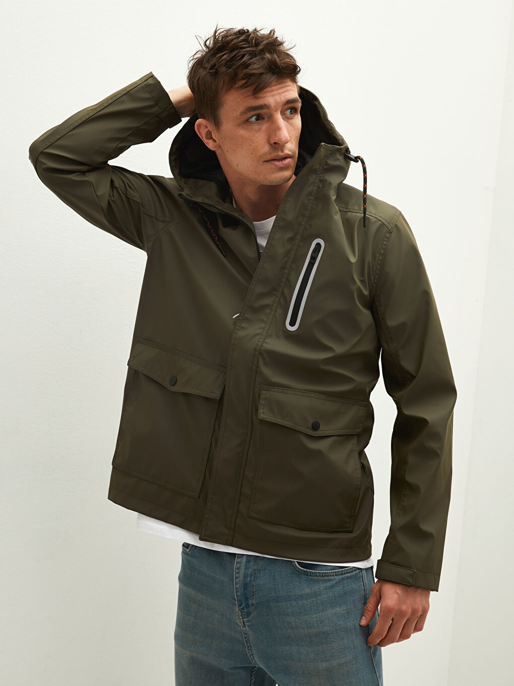 XSIDE Standard Pattern Hooded Men's Windbreaker -W10214Z8-J2L