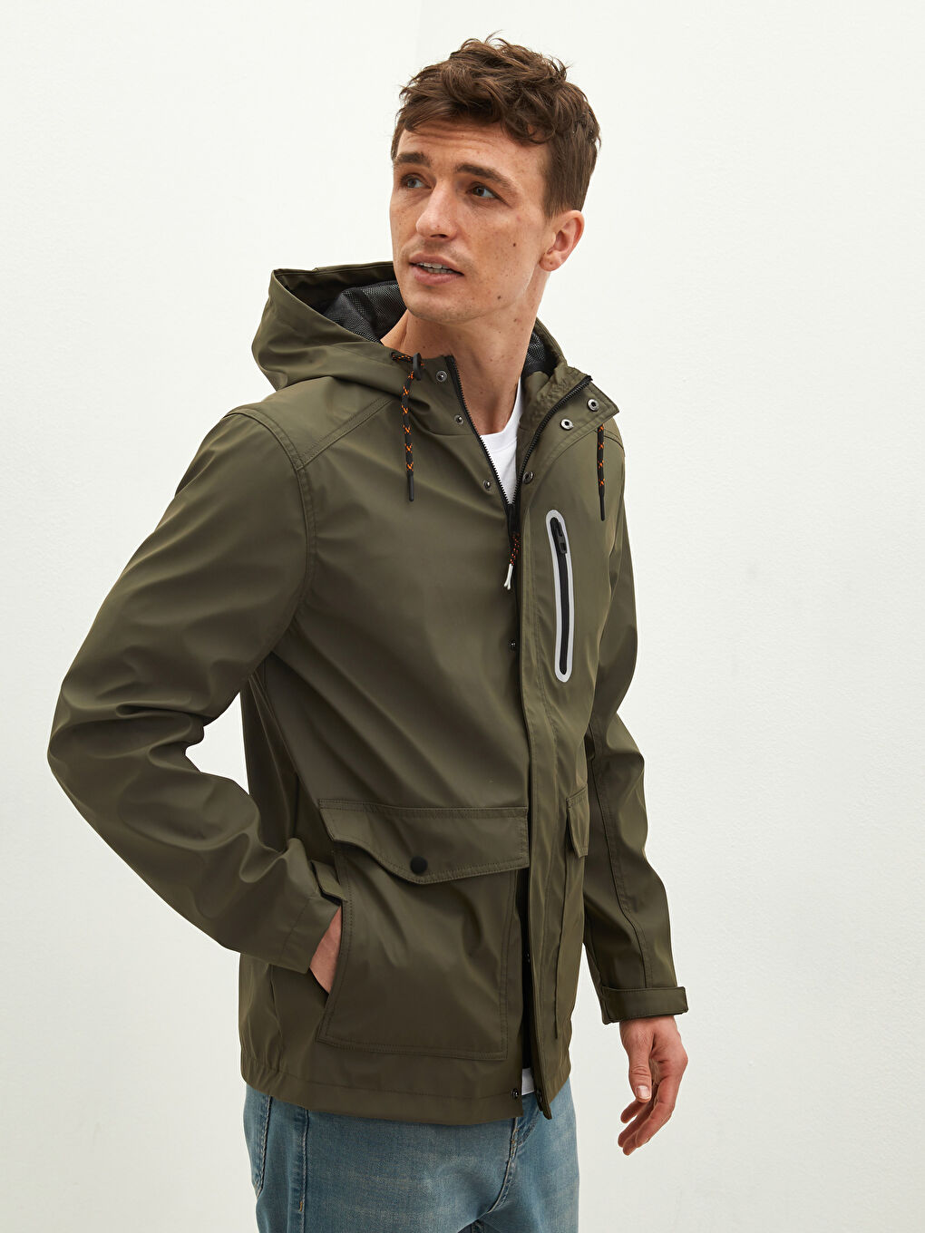 XSIDE Standard Pattern Hooded Men's Windbreaker -W10214Z8-J2L