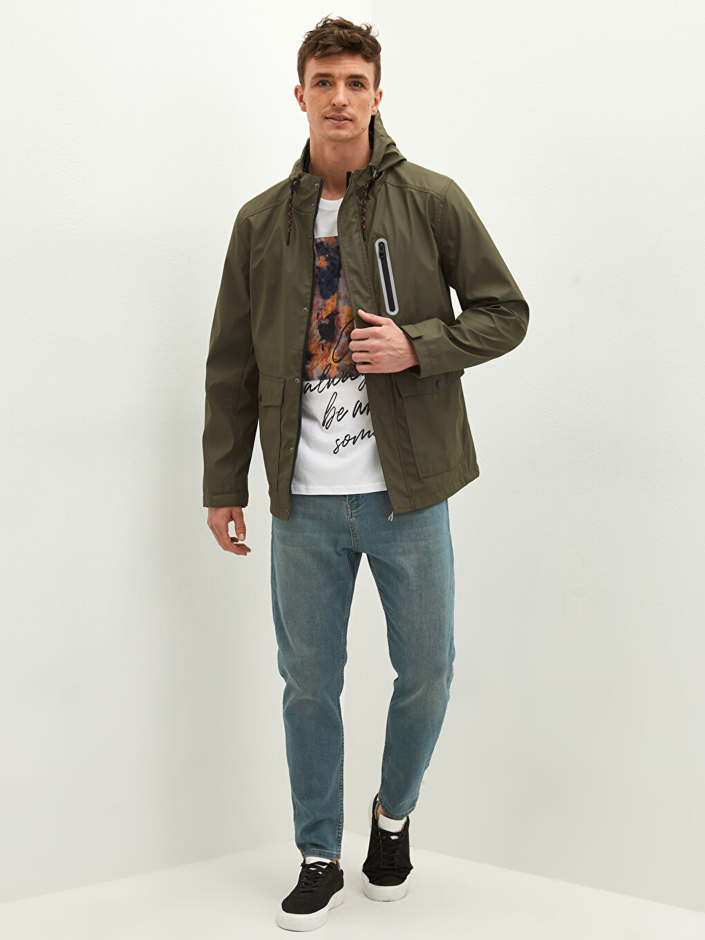XSIDE Standard Pattern Hooded Men's Windbreaker -W10214Z8-J2L