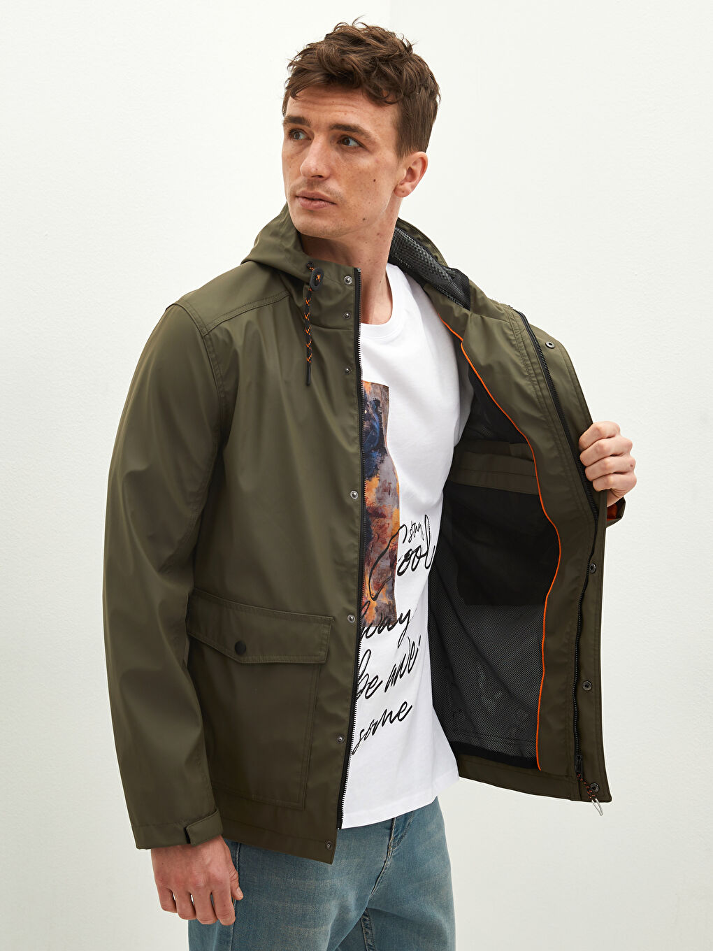 XSIDE Standard Pattern Hooded Men's Windbreaker -W10214Z8-J2L
