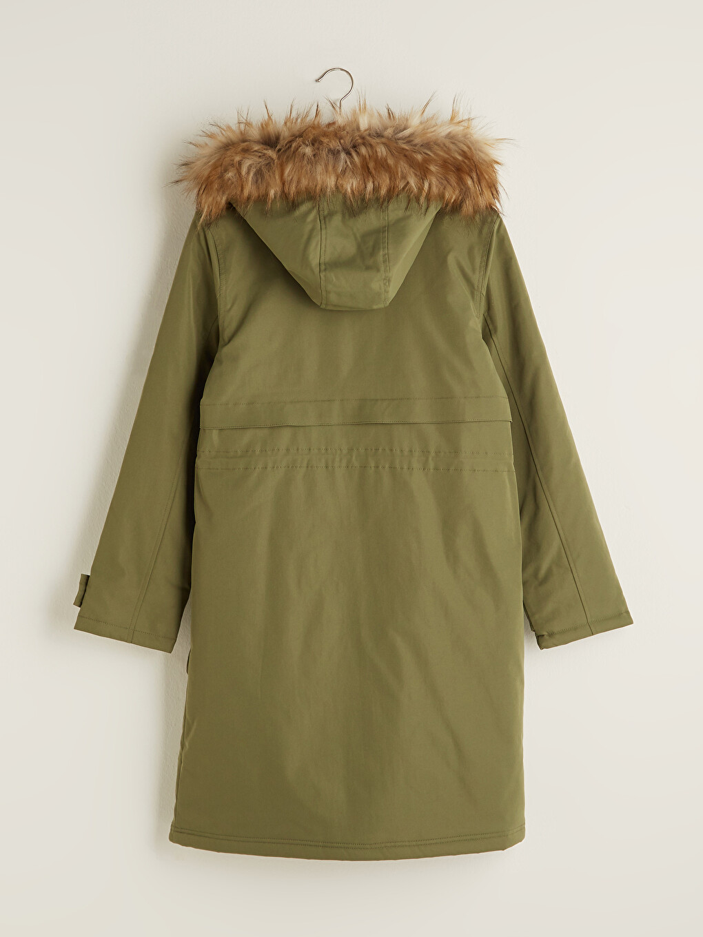 Women's Fur Detailed Hooded Plain Long Sleeve Plush Lined Thick Parka-6