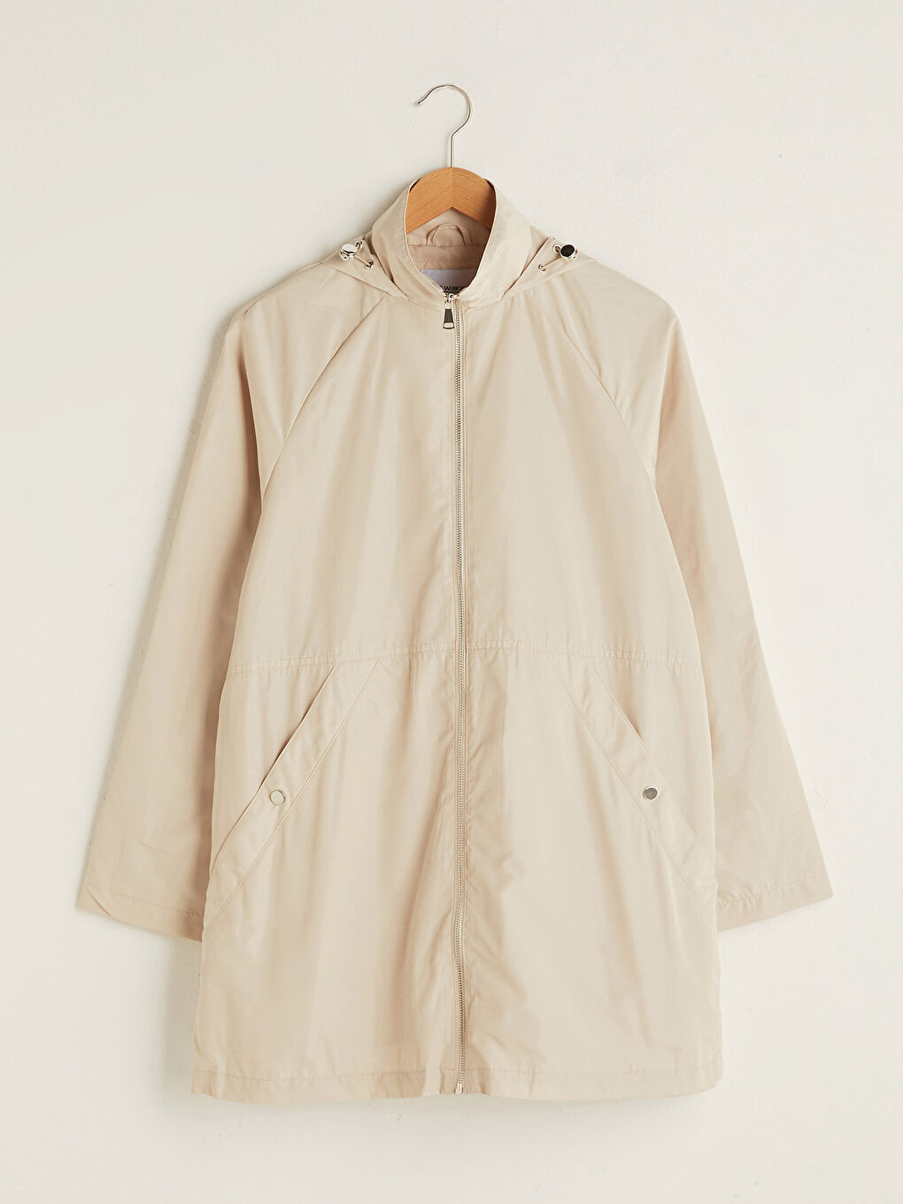 LCW Grace Hooded Collar Straight Zipper Closure Long Sleeve Women's Raincoat -W10223Z8-R82
