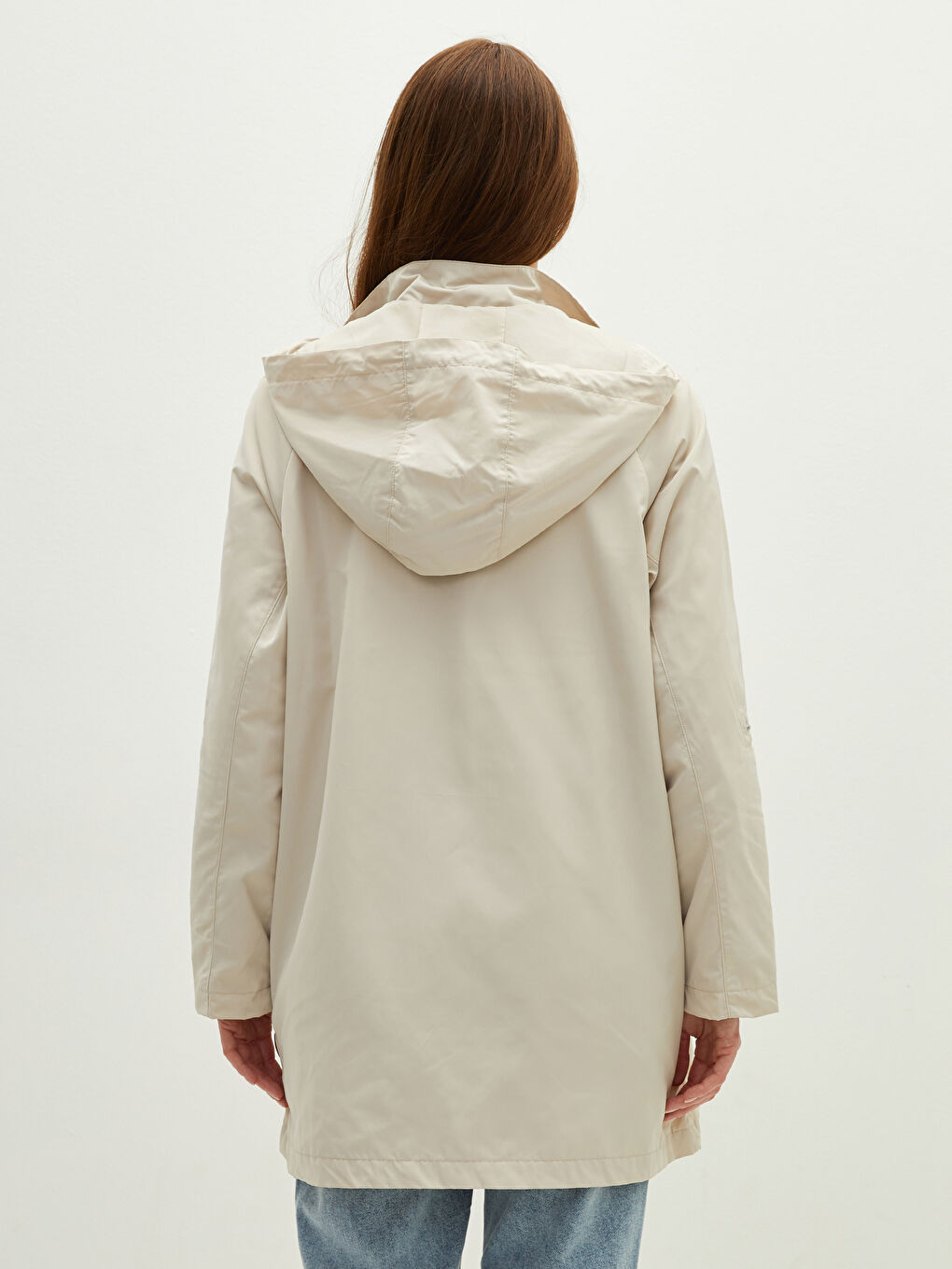 LCW Grace Hooded Collar Straight Zipper Closure Long Sleeve Women's Raincoat -W10223Z8-R82