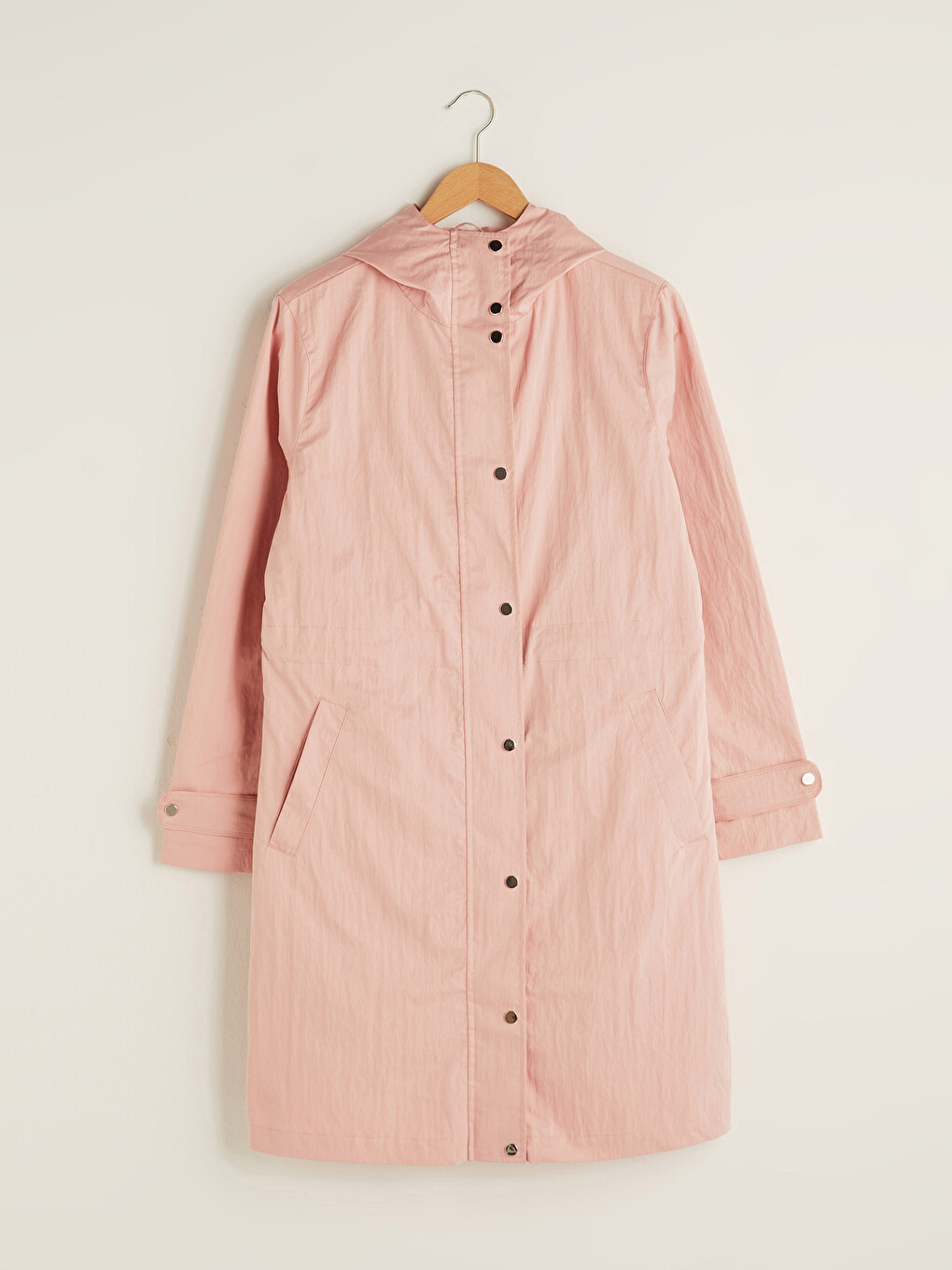 Hooded Collar Straight Long Sleeve Women's Raincoat-5