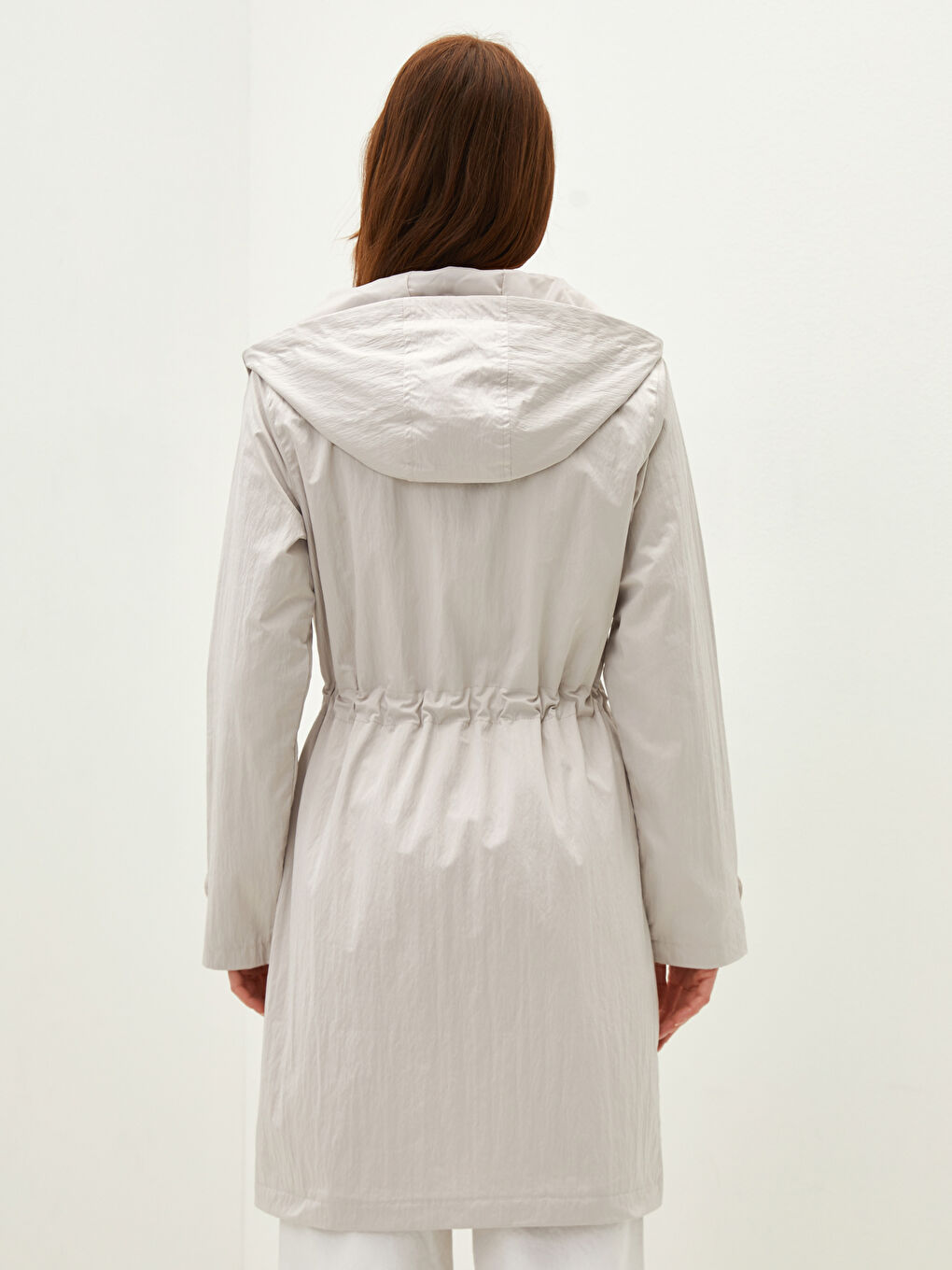 Дождевик с капюшоном, прямой, с длинным рукавом для женщин-4
