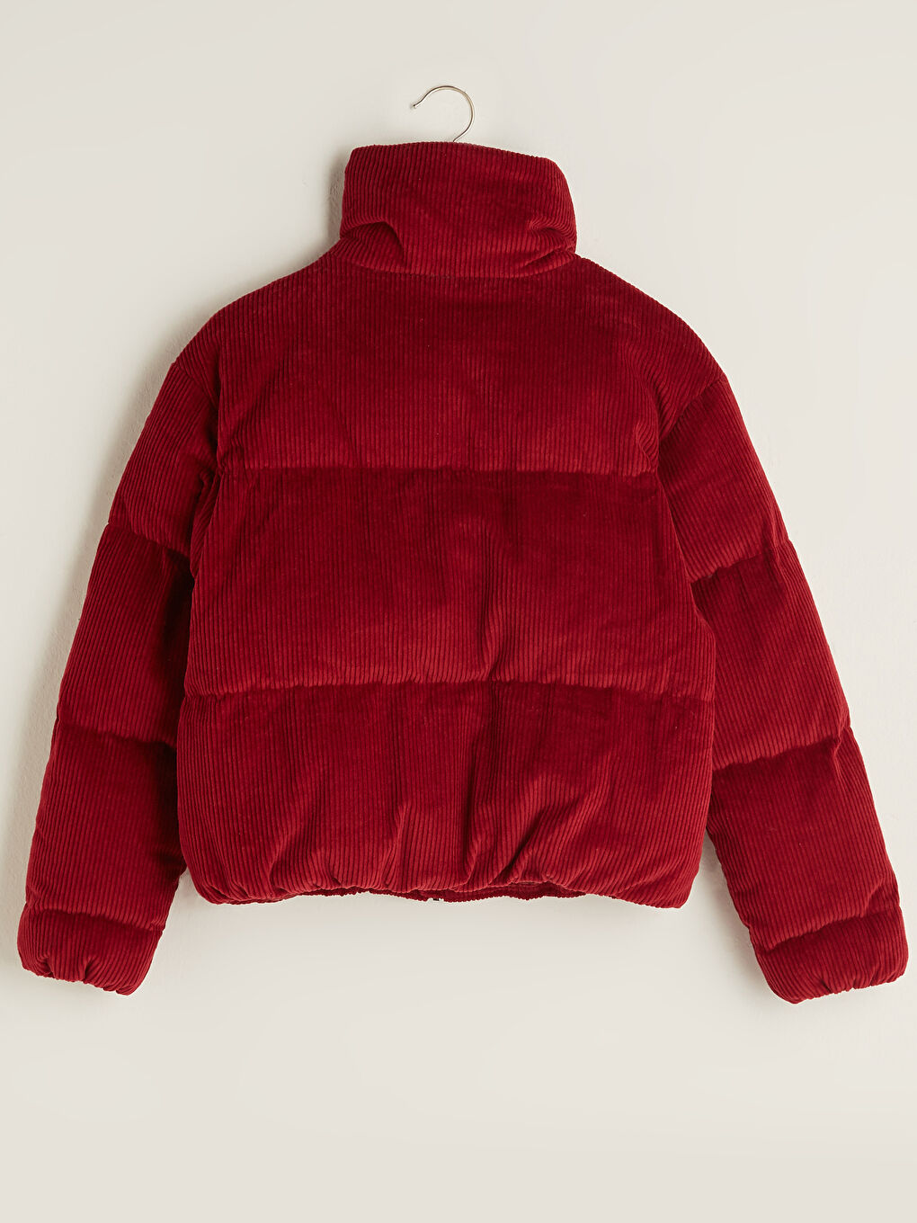 Stand Collar Straight Long Sleeve Corduroy Thick Women's Down Coat-6