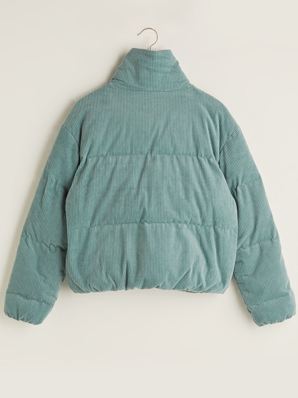 Stand Collar Straight Long Sleeve Corduroy Thick Women's Down Coat-6