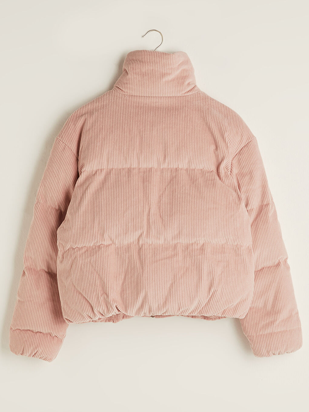 Stand Collar Straight Long Sleeve Corduroy Thick Women's Down Coat-6