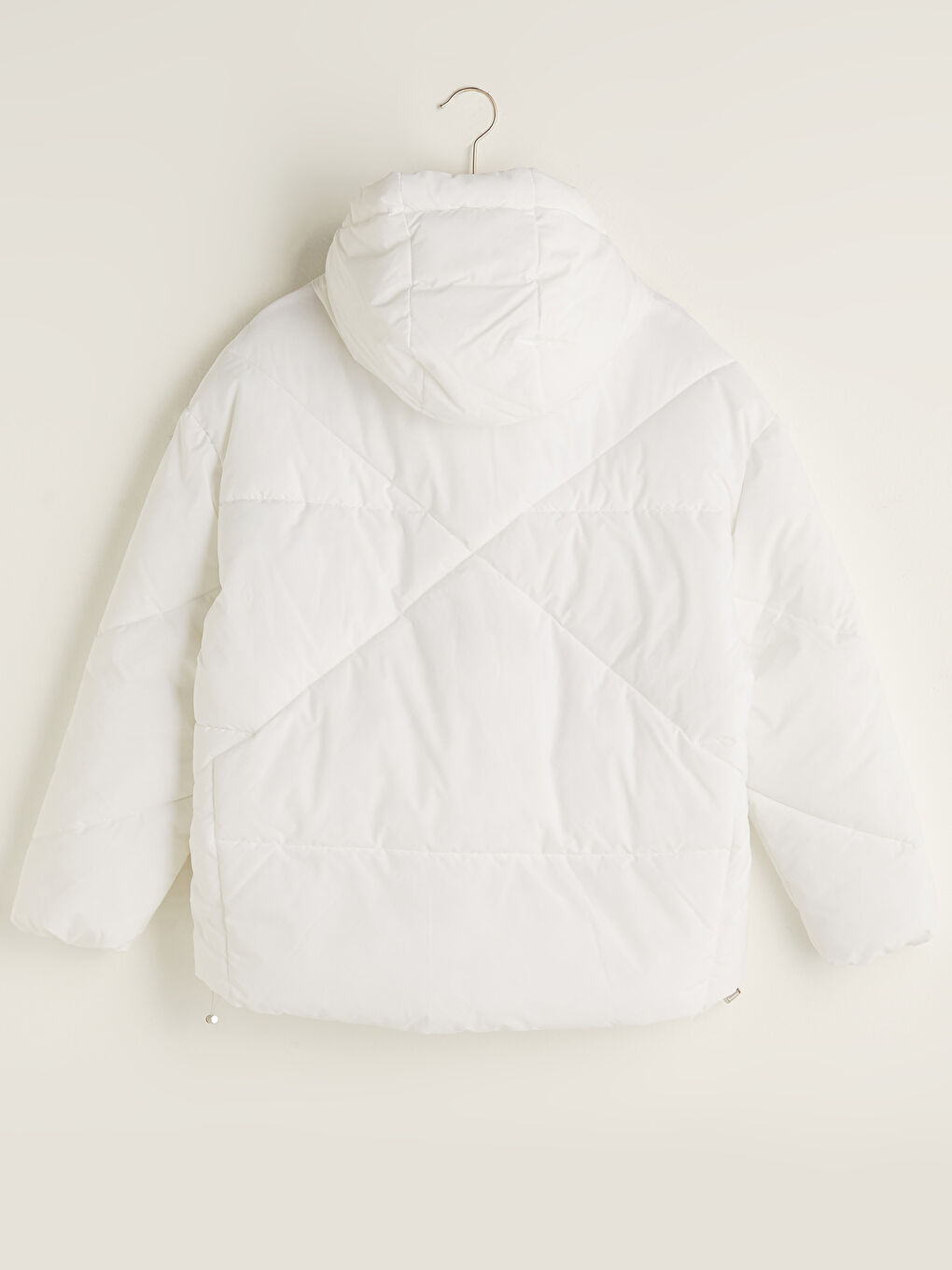 Hooded Self Patterned Long Sleeve Thick Women's Down Jacket-6