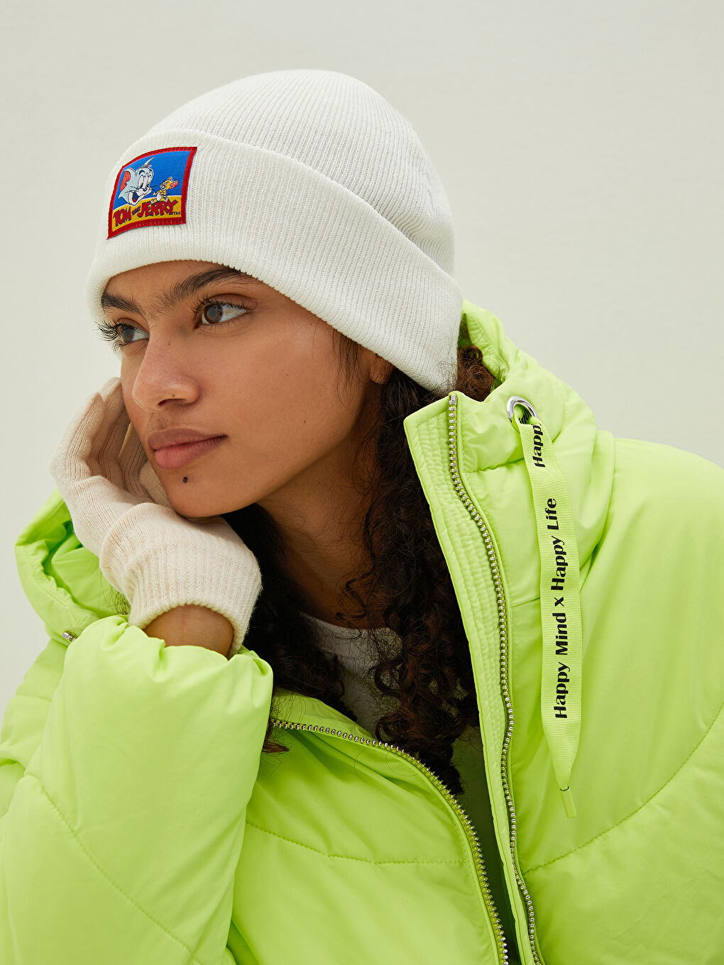 LCW Vision Hooded Self Patterned Long Sleeve Thick Women's Down Jacket -W10235Z8-PGQ