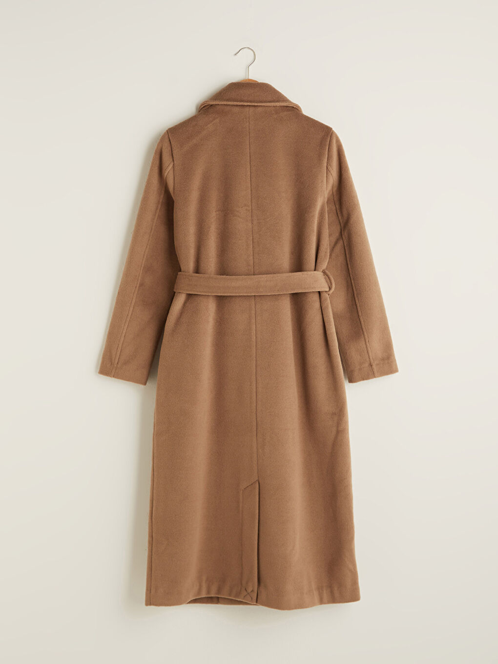 Jacket Collar Waist Belt Pocket Detailed Long Sleeve Women's Cachet Coat-5