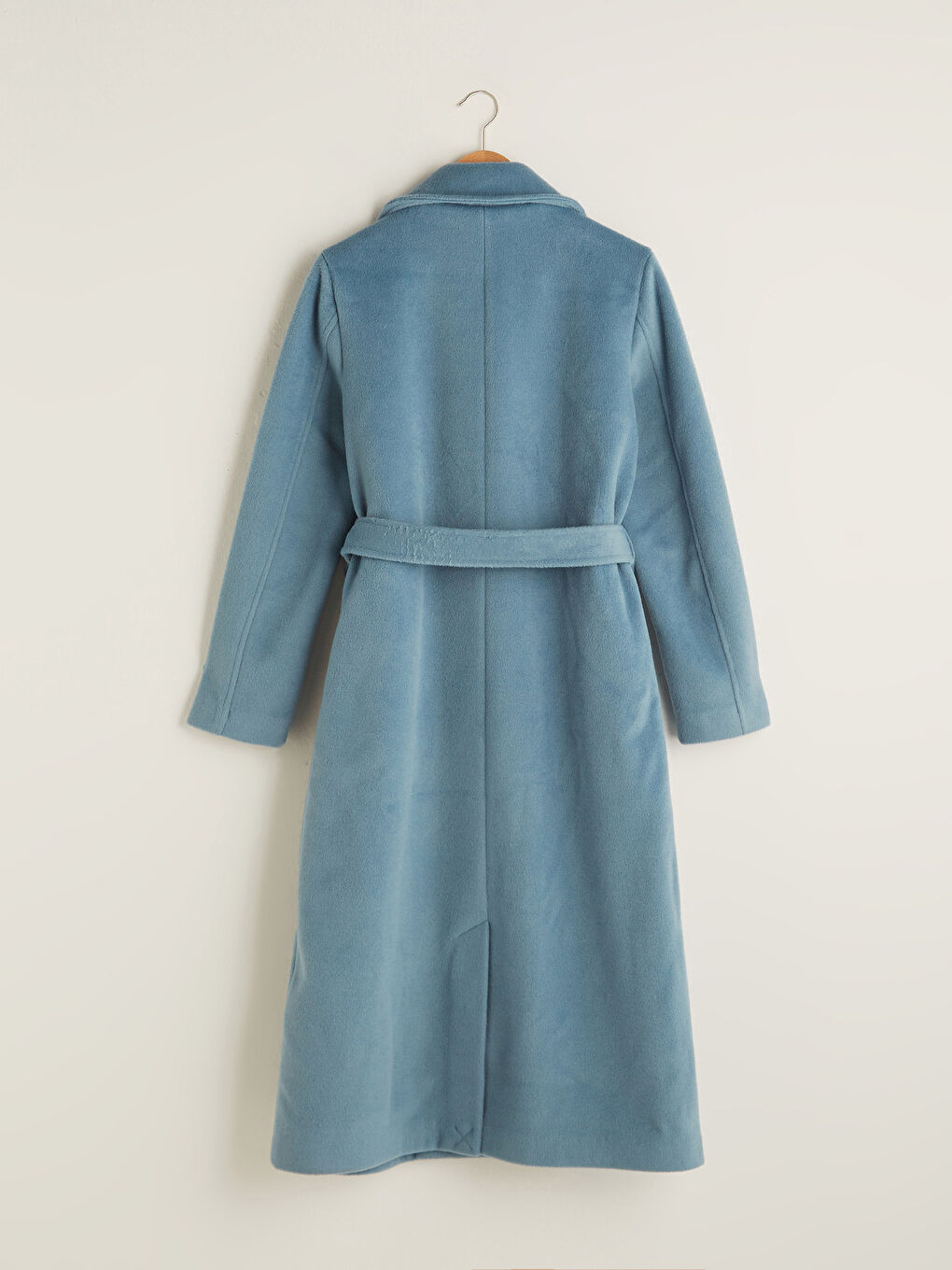 Jacket Collar Waist Belt Pocket Detailed Long Sleeve Women's Cachet Coat-7
