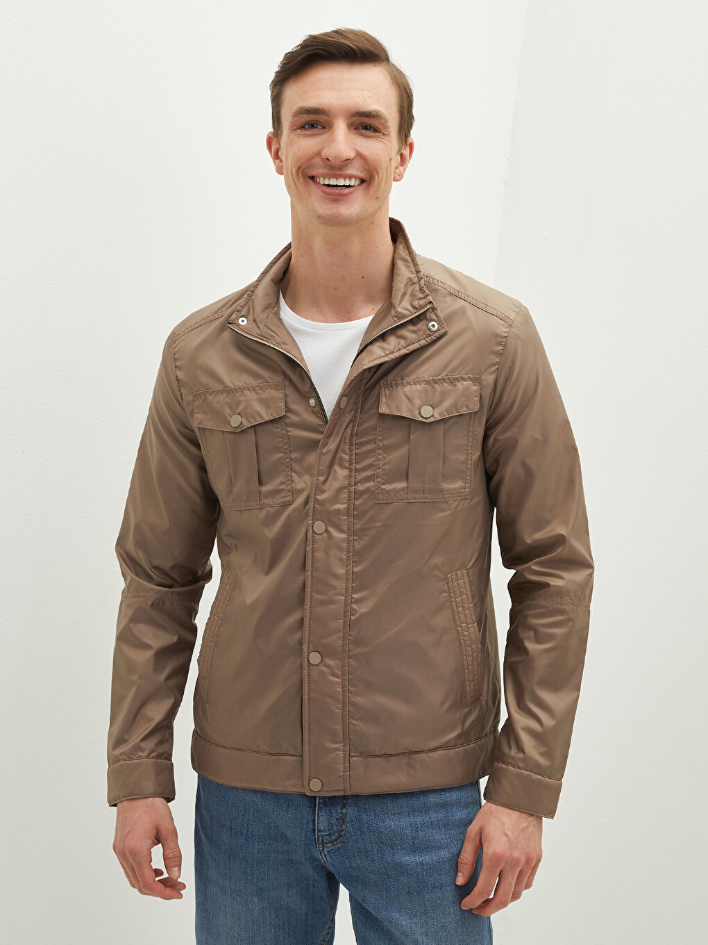 Palton Subțire cu Guler Tip Pâlnie Standard Fit pentru Bărbați-1