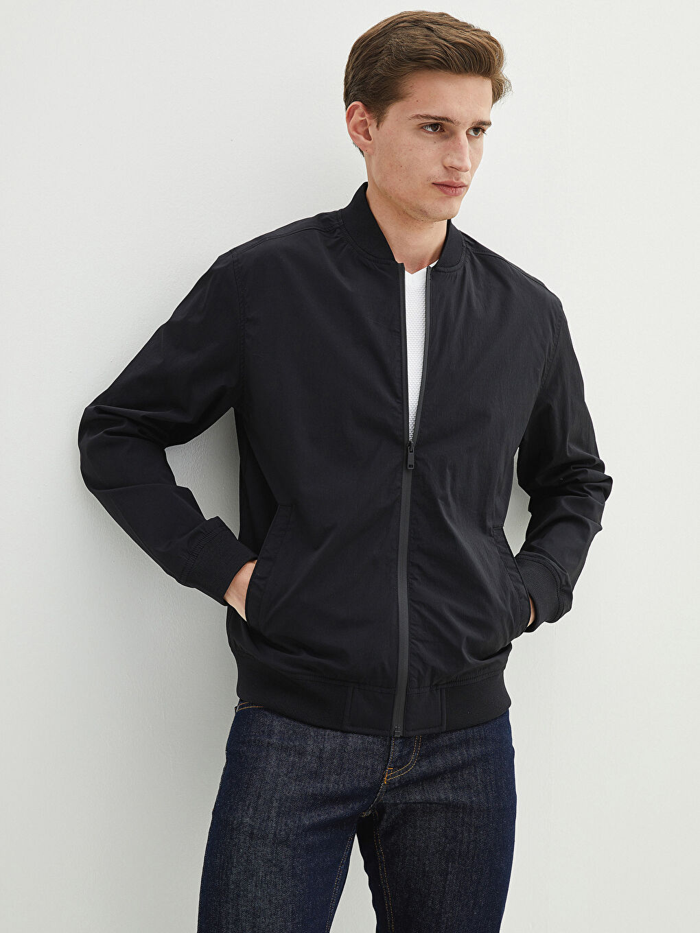 Standard Fit College-Kragen Herren Bomberjacke-2