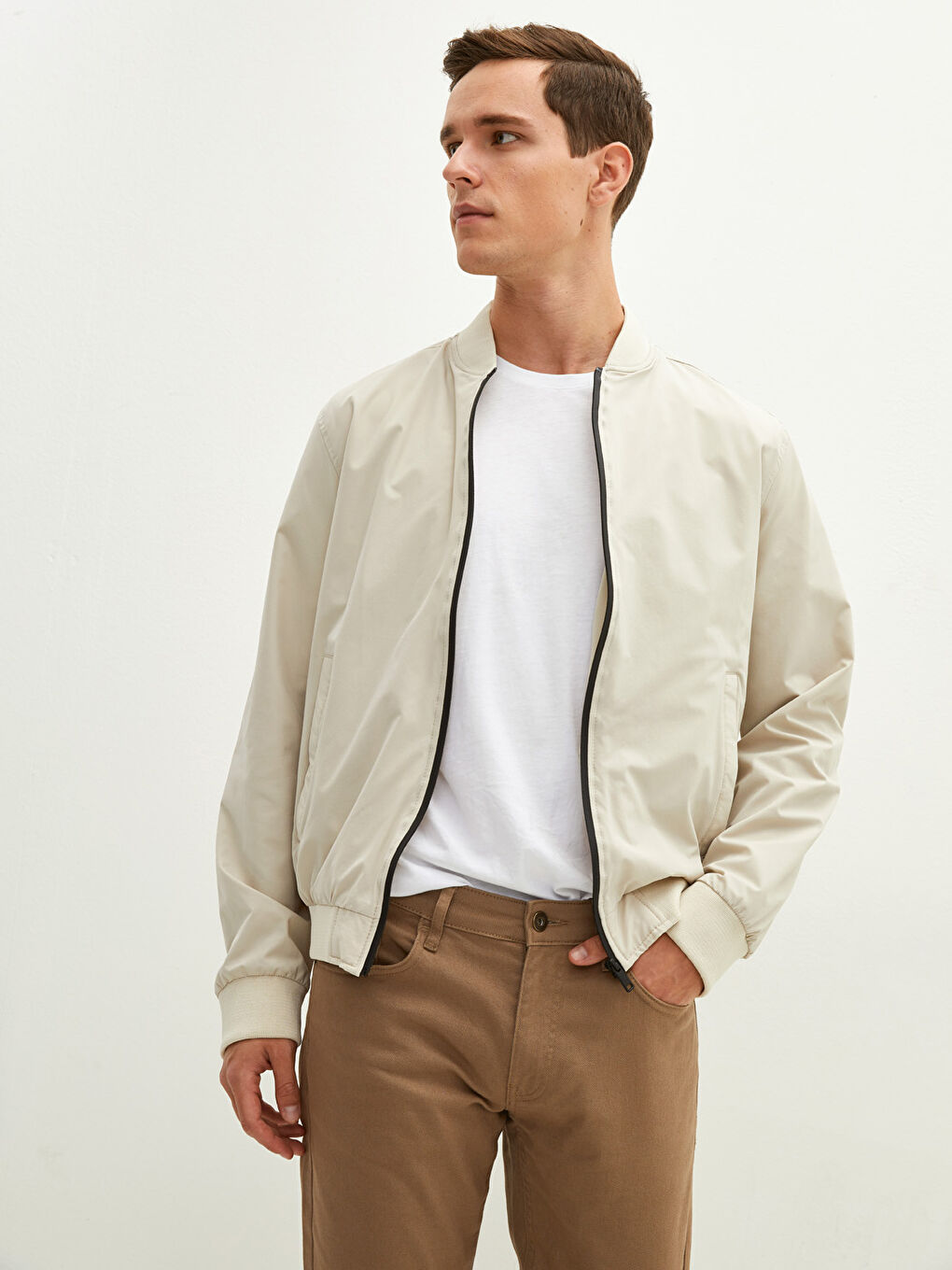 Standard Fit College Collar Men's Bomber Jacket-2