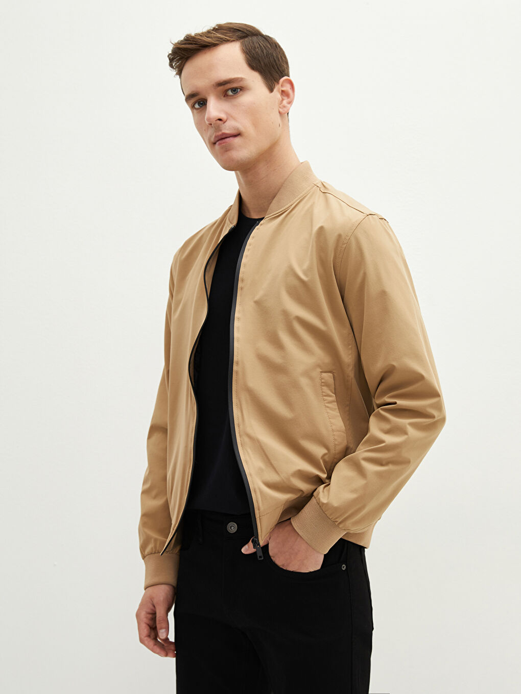 Standard Fit College Collar Men's Bomber Jacket-1