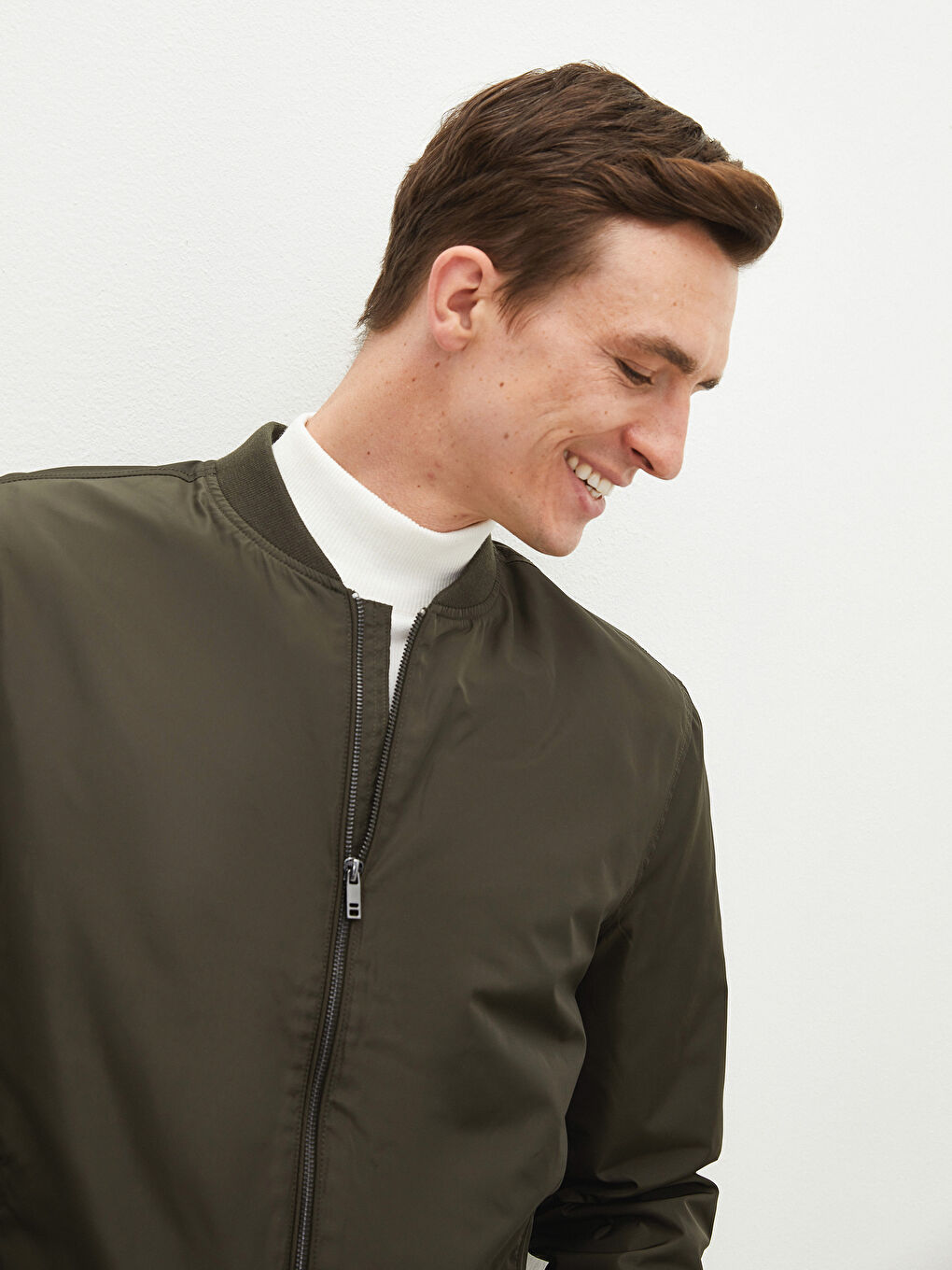 Slim Fit College Collar Bomber Thin Men's Coat-2