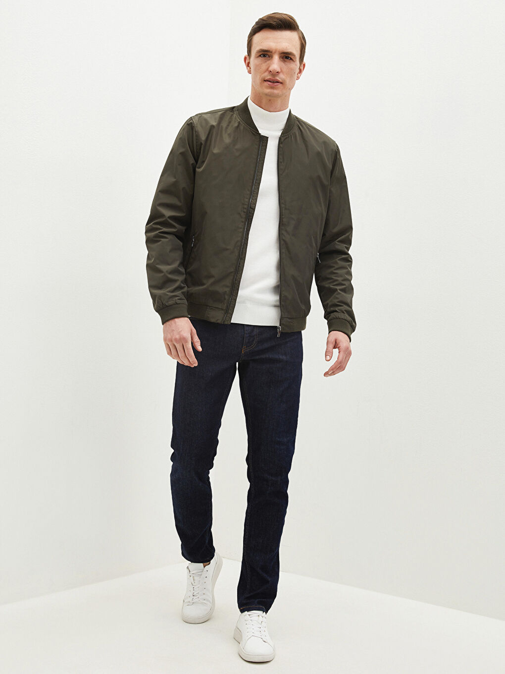 Slim Fit College Collar Bomber Thin Men's Coat-4