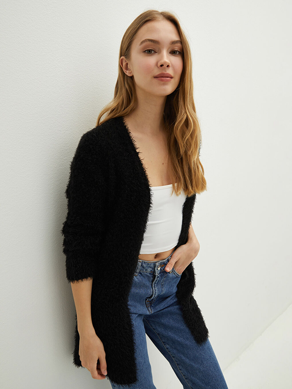 LCW Vision Bartgarn Langarm Strickjacke für Damen -W10265Z8-CVL