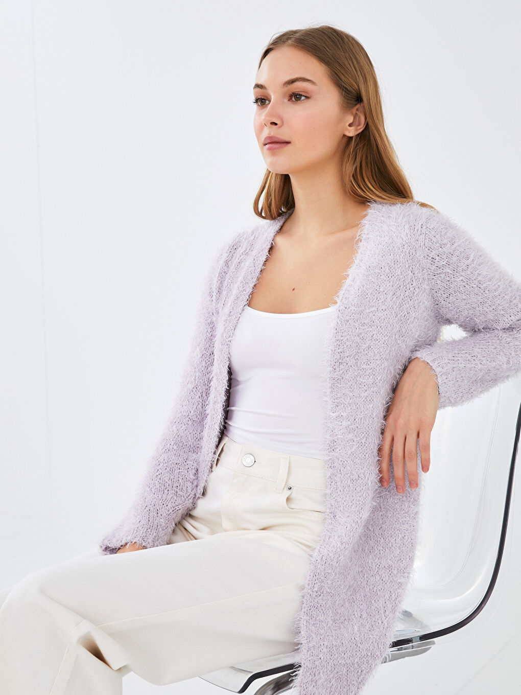 LCW Vision Bartgarn Langarm Strickjacke für Damen -W10265Z8-G7T
