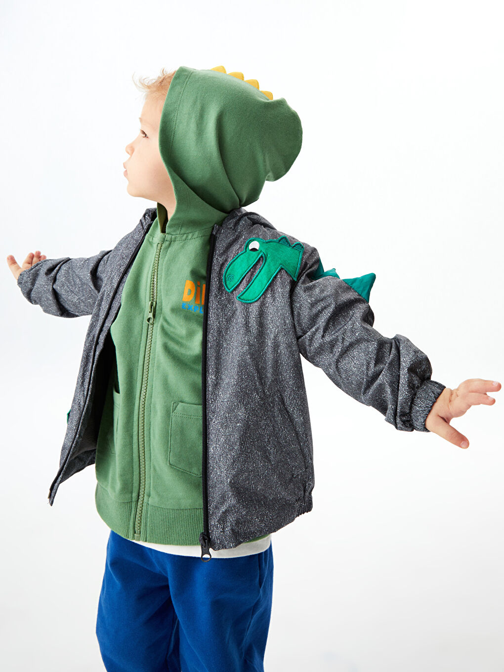 Дождевик с капюшоном и длинным рукавом с вышивкой для малыша мальчика-1