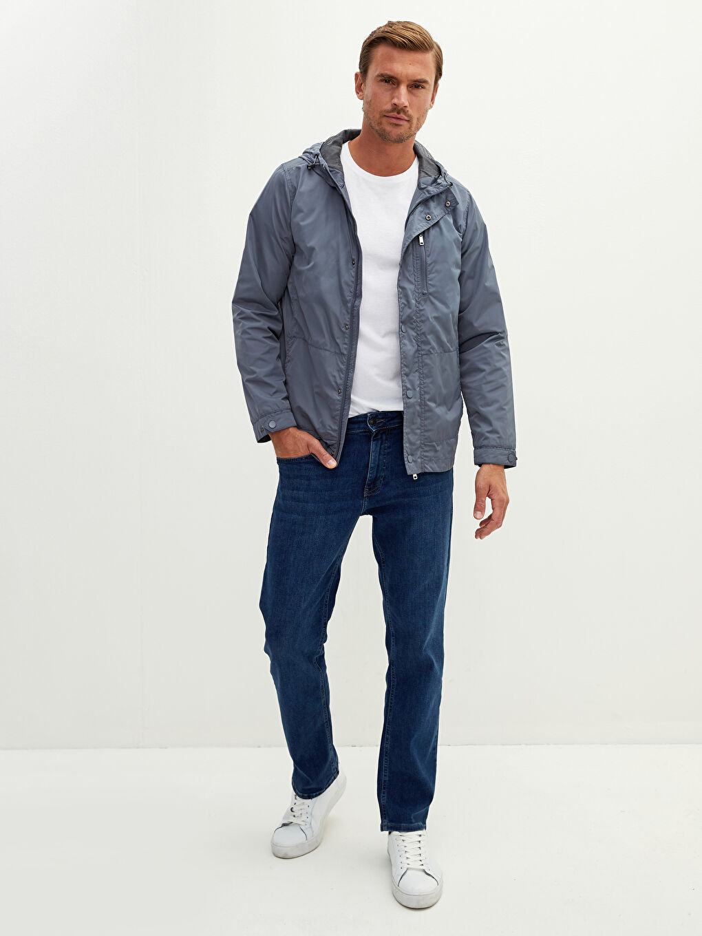 Дождевик Мужской Тонкий С Капюшоном Свободного Кроя-3