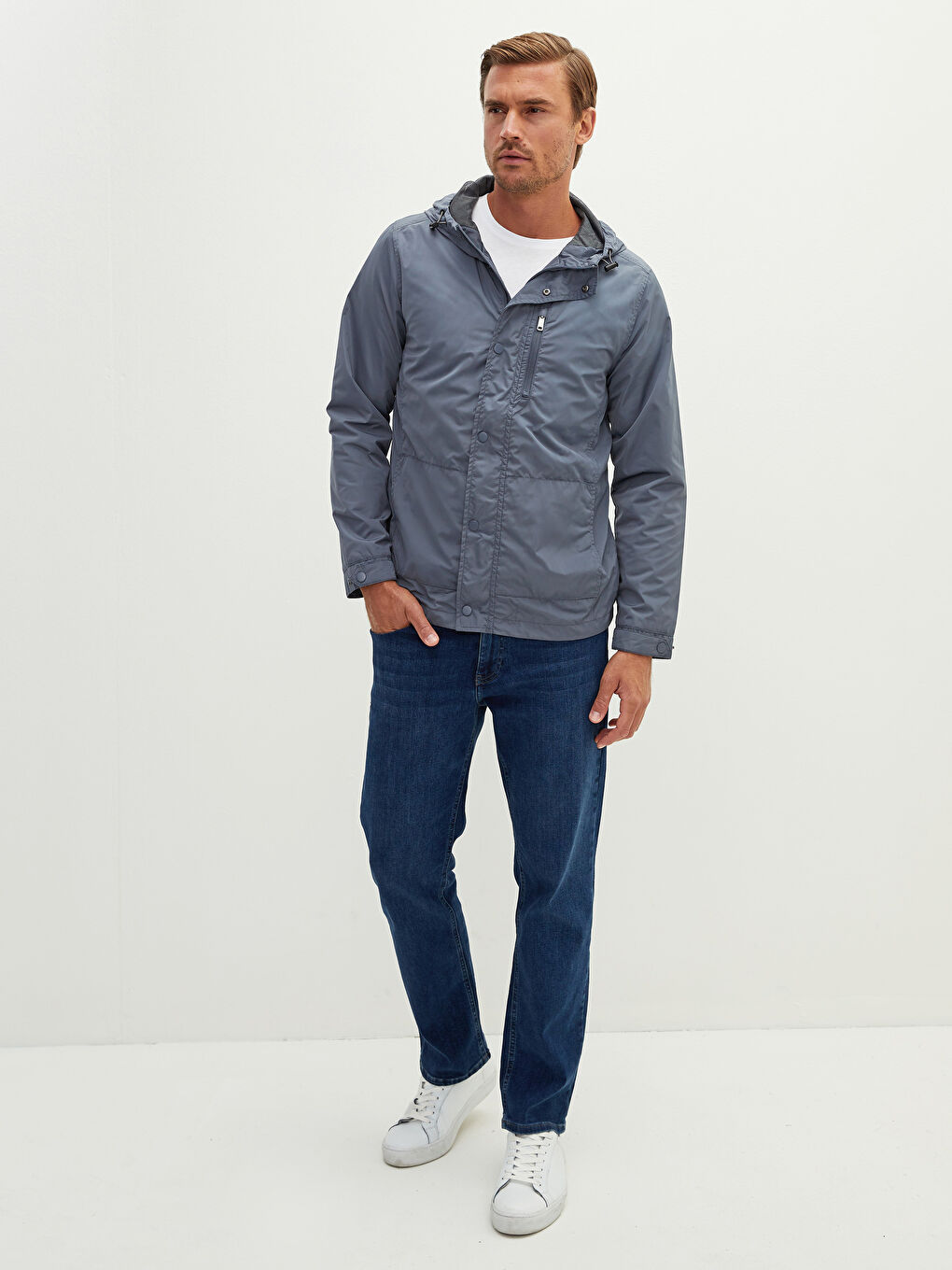 Дождевик Мужской Тонкий С Капюшоном Свободного Кроя-4