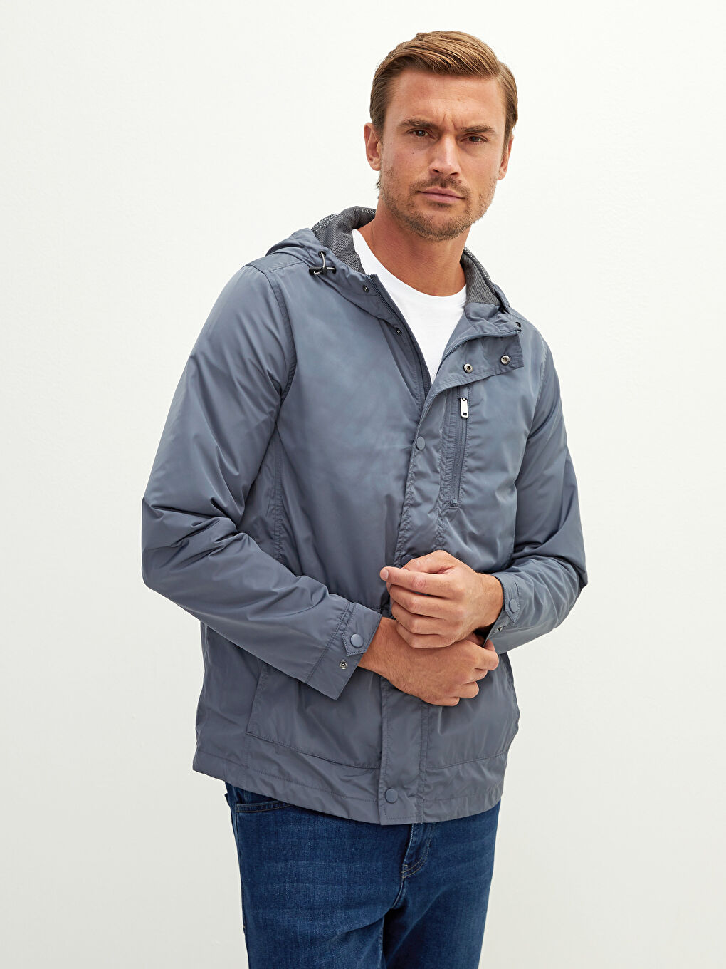 Дождевик Мужской Тонкий С Капюшоном Свободного Кроя