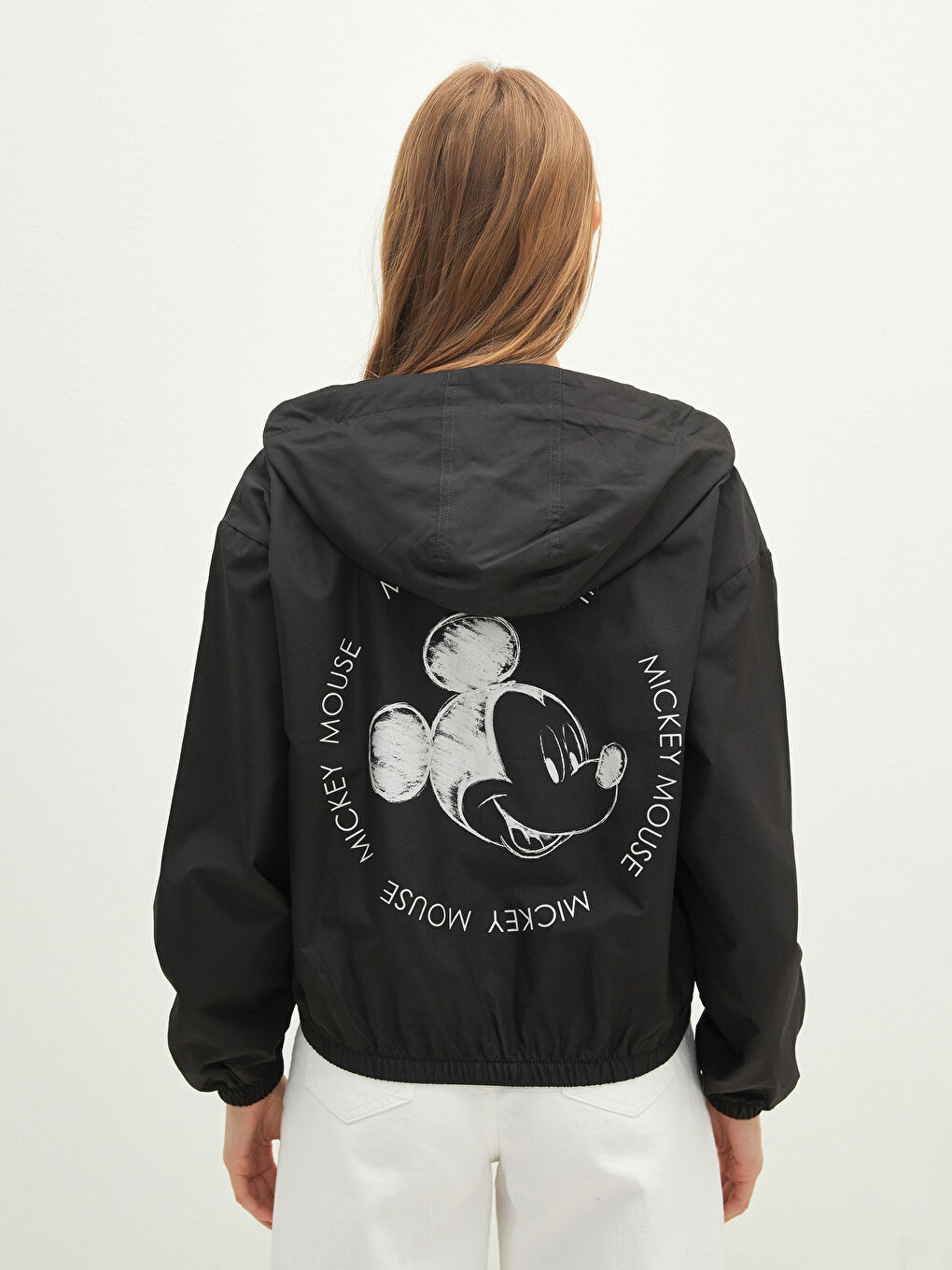 Женский дождевик с капюшоном, с принтом Микки Мауса, с длинным рукавом-4