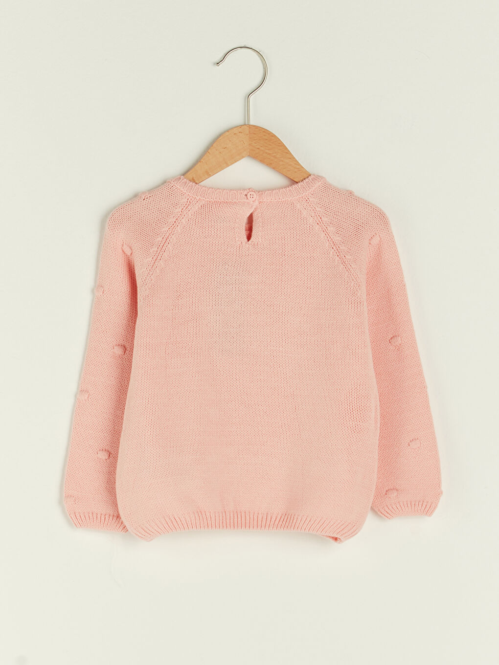 Crew Neck Long Sleeve Self Patterned Baby Girl Tricot Sweater-1