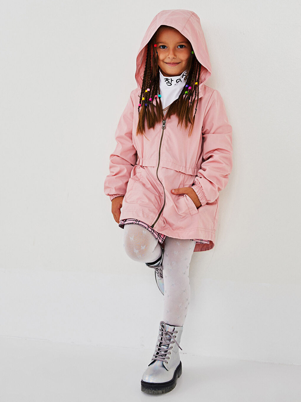 LCW Kids Kapuzierter Schlichter Dünner Mantel für Mädchen -W10336Z4-G3K