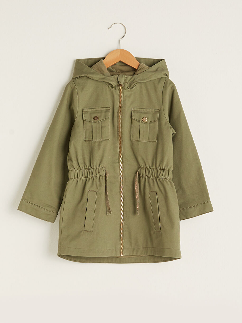 Hooded Printed Girl's Thin Coat-2