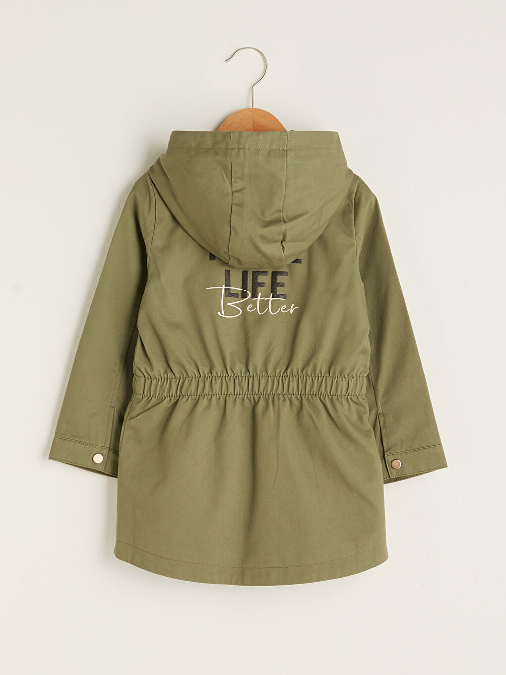 Hooded Printed Girl's Thin Coat-3
